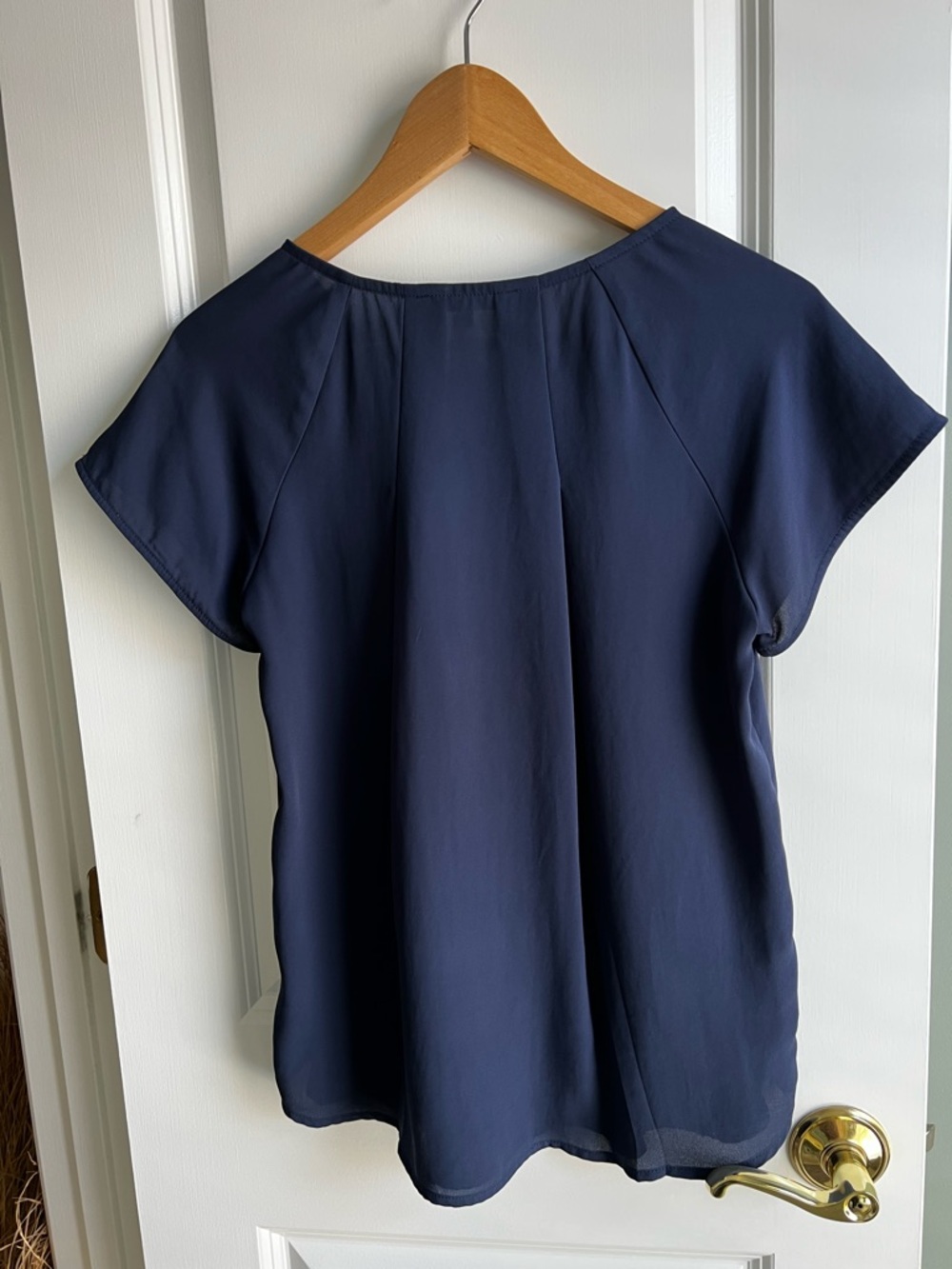 Ro & De Navy Short-Sleeve Pleated Blouse XS - Picture 2 of 9
